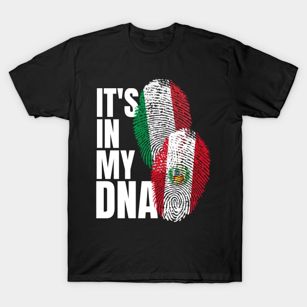 Peruvian And Italian Mix DNA Heritage Flag Gift T-Shirt by Just Rep It!!